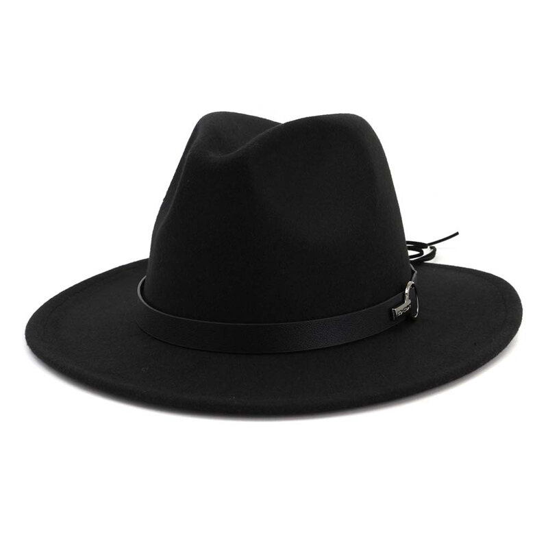 QIUBOSS, sombreros Fedora de Jazz de fieltro de lana de ala ancha para hombres y mujeres, sombrero de vaquero de estilo panameño, sombrero formal para fiesta, talla grande, amarillo y blanco