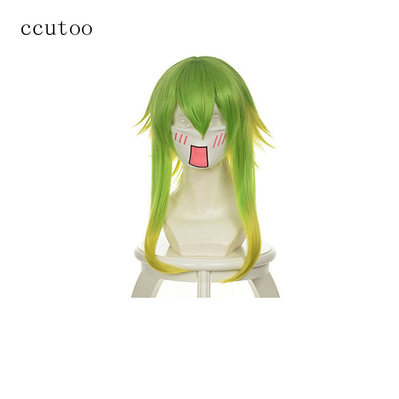 ccutoo Vocaloid Gumi 35cm/14" Golden Green Ombre Short Layered Fluffy Synthetic Hair Cosplay Wigs For Party