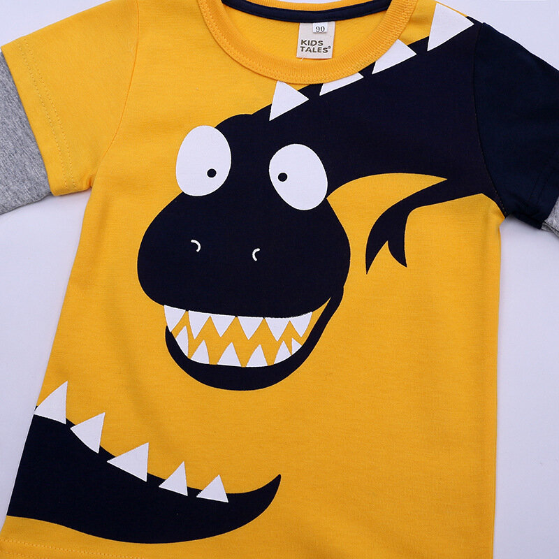 Camisetas de manga larga para niñas, 2022 algodón, con dibujos de dinosaurios, de 2 a 8 años, 100%