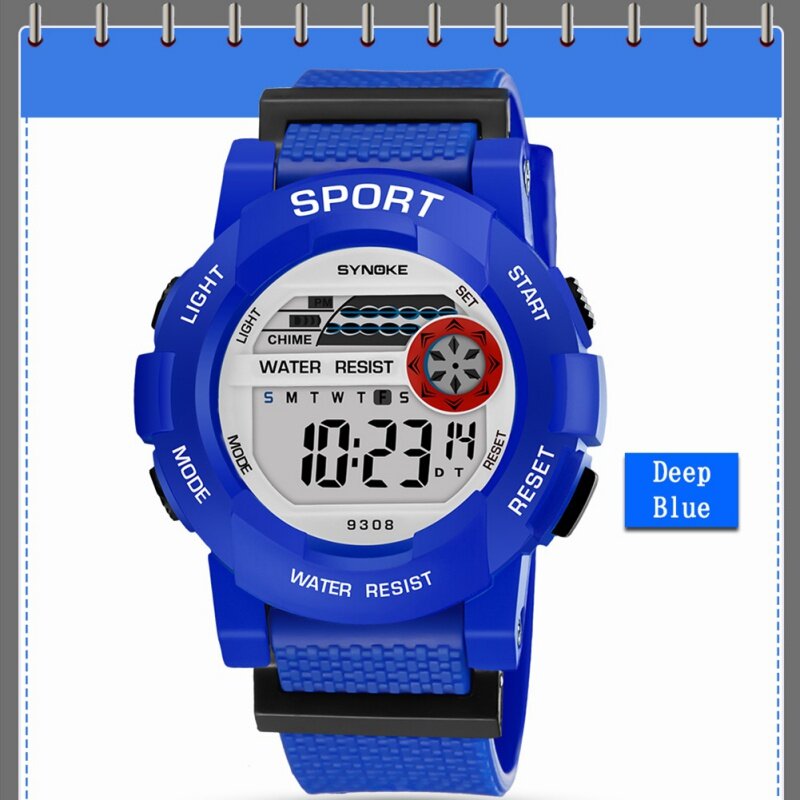 Ребенок Водонепроницаемый часы для мальчиков девочек цифровой светодиодный Спорт: топ с Повседневное часы с датой Наручные часы