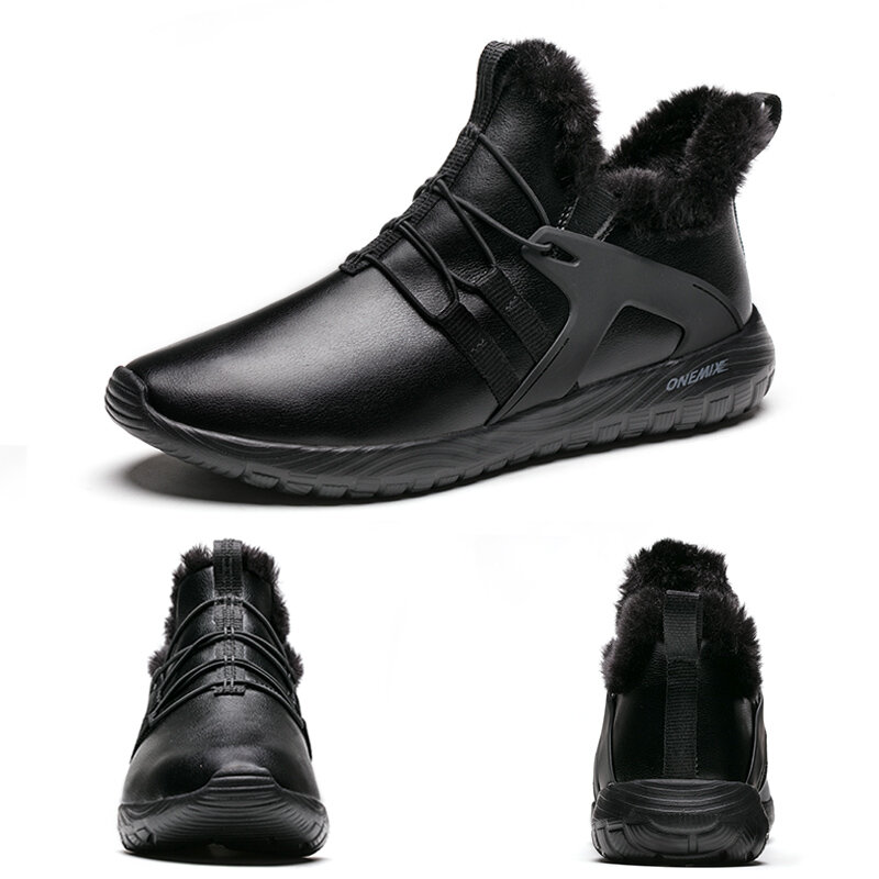 Sapatos de couro impermeáveis antiderrapantes Onemix para homens, botas de trekking profissionais, caminhadas ao ar livre, inverno, slip on, 2022