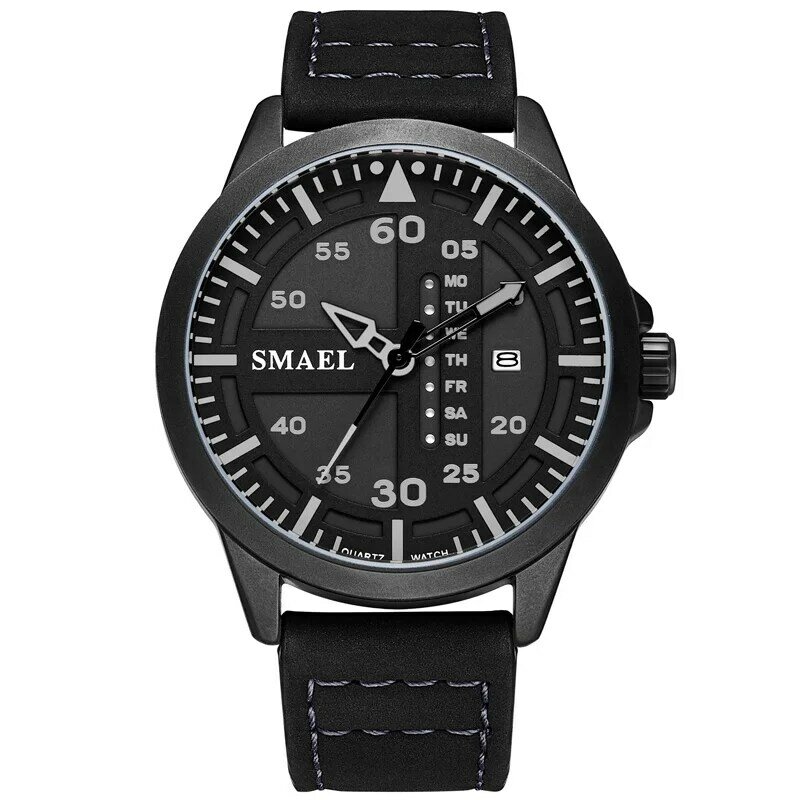 SMAEL Top Marke Uhr Männer Luxus Leder Bewegung Wasserdichte herren Uhren Casual Woche Display Armbanduhren Relgio Reloj Hombre