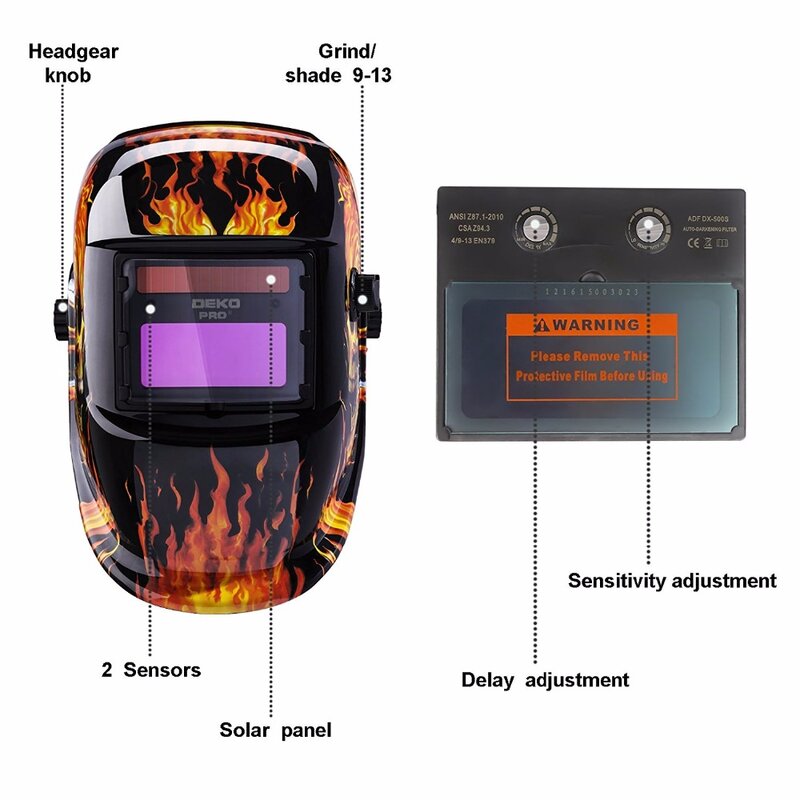 Factory Outlet DEKO Skull Solar automatyczne przyciemnianie regulowany zakres 4/9-13 MIG MMA elektryczna maska spawalnicza/kask/soczewka spawalnicza
