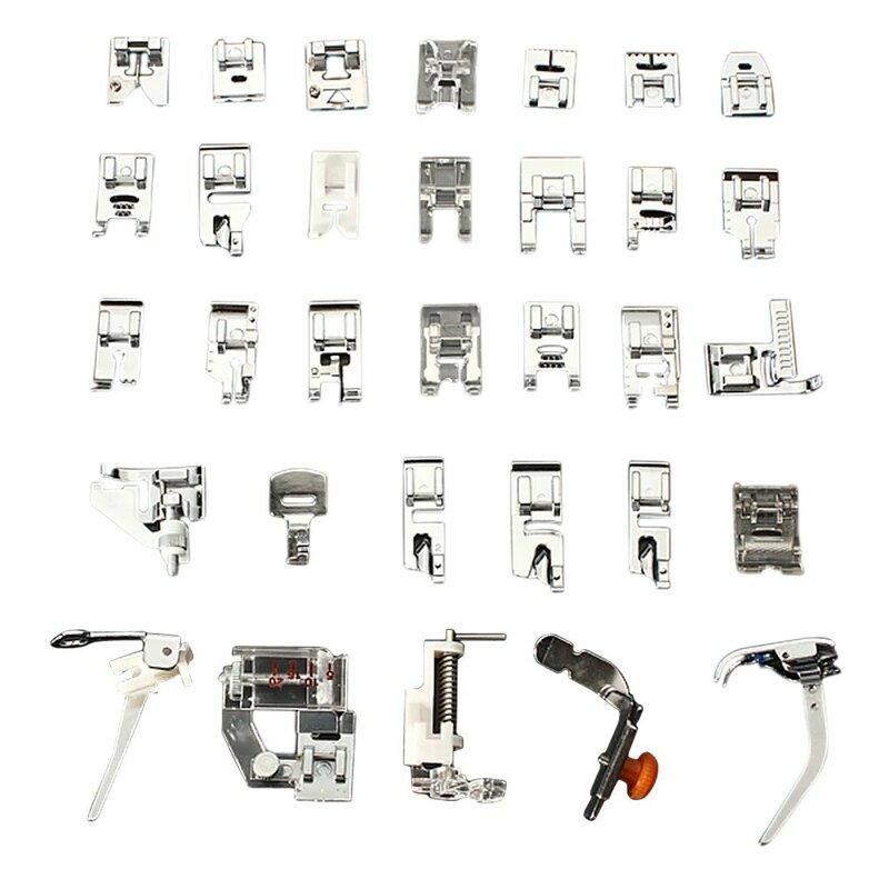 32Pcs Domestic Sewing Machine Accessories Presser Foot Feet Kit Set Hem Foot Spare Parts With Box For Brother Singer Janome