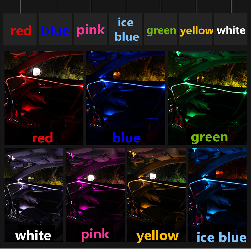 5 in 1 12V RGB HA CONDOTTO LA Luce Ambiente Auto Car Interior Luce Fredda Multicolore EL Striscia di Neon Lampada Bluetooth telefono/Telecomando