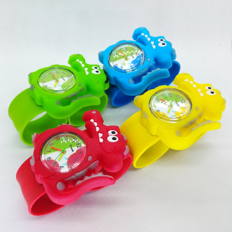 Montres crocodile 3D pour enfants, montre-bracelet analogique à quartz, en Silicone, pour garçons et filles