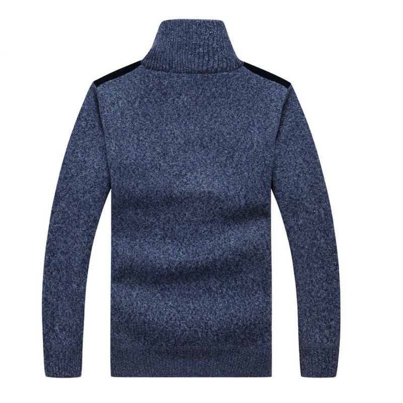 Winter Sweater Men Turtleneck Cashmere Pullovers Warm Fleece Korean England Style Coat Jacket Long Neck Zipper Male 2021 Clothes