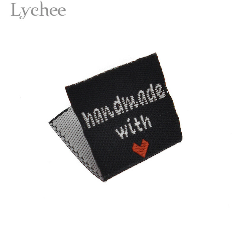 Lychee Life 100Pcs Handmade With Love Clothing Labels Embossed Tags DIY Flag Labels For Garment Sewing Accessories