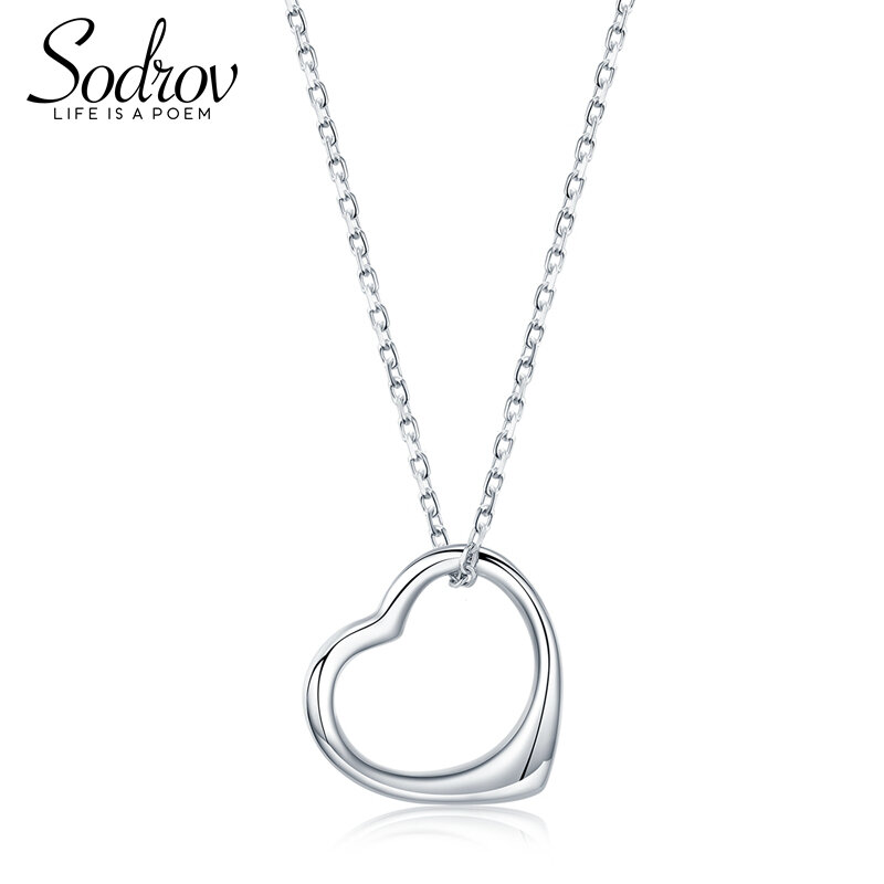 Sodrov amour forme 925 en argent Sterling classique coeur chaîne pendentif colliers femmes bijoux de mode