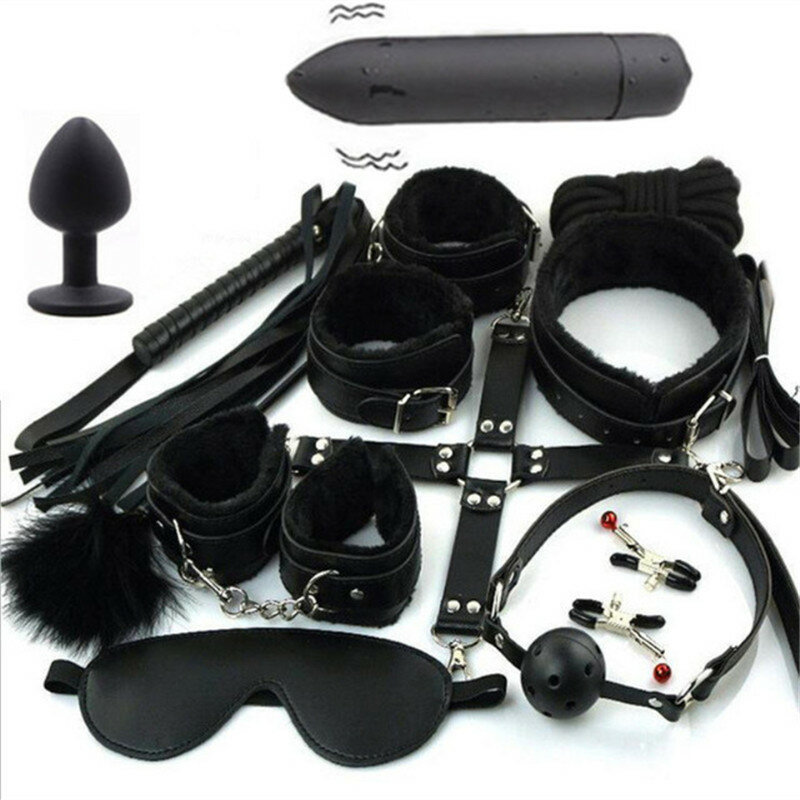 Toys for Adults Porno Sex Handcuffs Erotic Toys Nipple Clamps Whip Mouth Gag Sex Mask Anal Plug Bdsm Bondage Set Sexy Lingerie