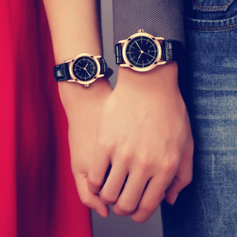 Lover Watches Women Men Quartz-watch Leather Band Wristwatches Clock Fashion Watches Colors