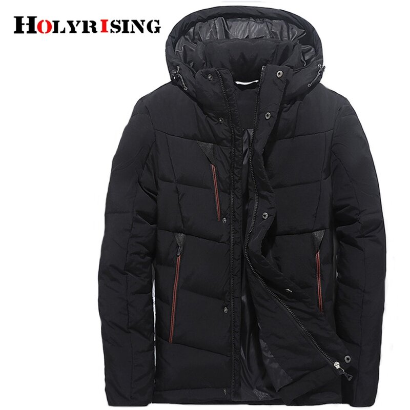 Holyrising – manteau d'hiver à capuche pour Homme, couette De Canard, court, épais, fermeture éclair, solide, 18435 – 5