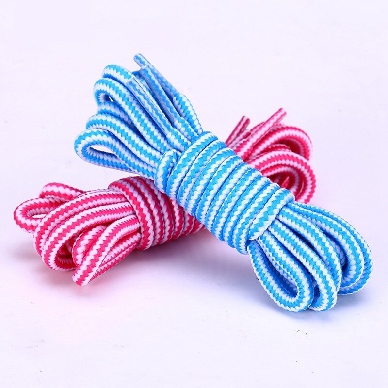 1 Pair Martin Shoes Round Shoe Laces Striped Double Color Fashion Shoelaces Outdoor Hiking And Leisure Sports Shoelace 18 Color