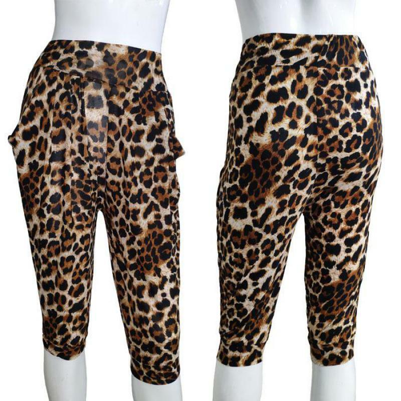 Pantalones informales con estampado de leopardo para mujer, mallas modernas de cintura alta, harén