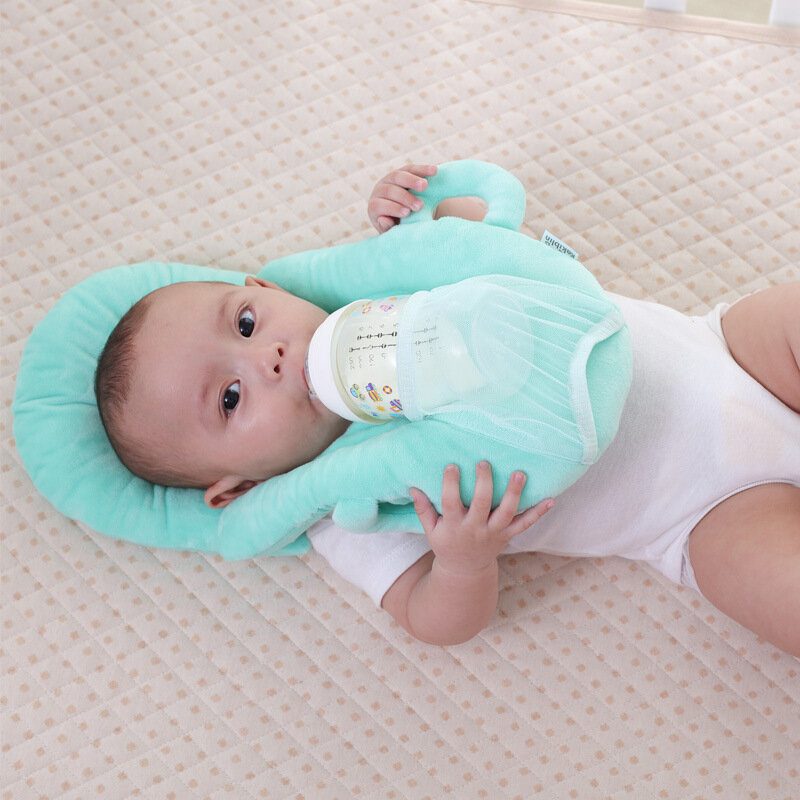 Oreiller d'allaitement amovible pour bébé, avec Anti-tête plate façonnant l'oreiller multifonction pour nourrissons, avec poche pour biberon