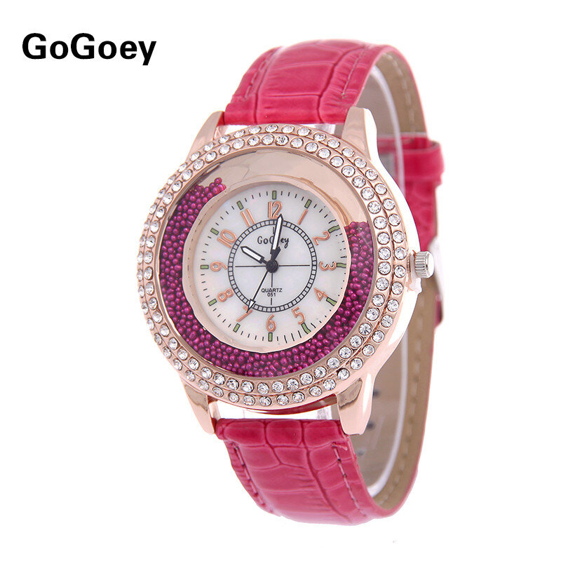Nova marca de luxo couro cristal quartzo relógio feminino senhoras moda casual pulseira relógios pulso relógio