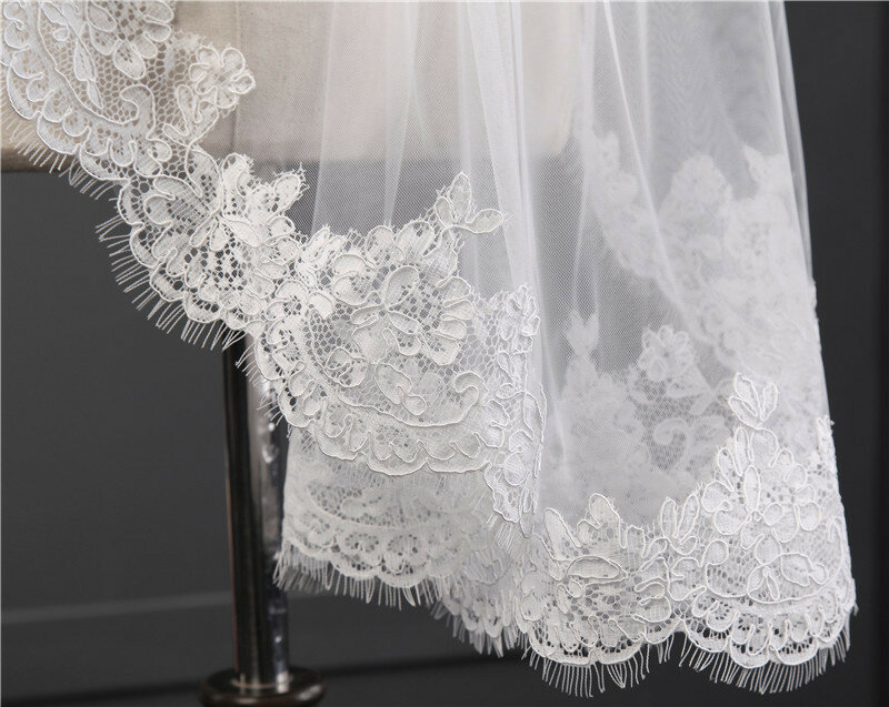 Véu de noiva branco marfim 2019, véu de noiva com apliques para casamento