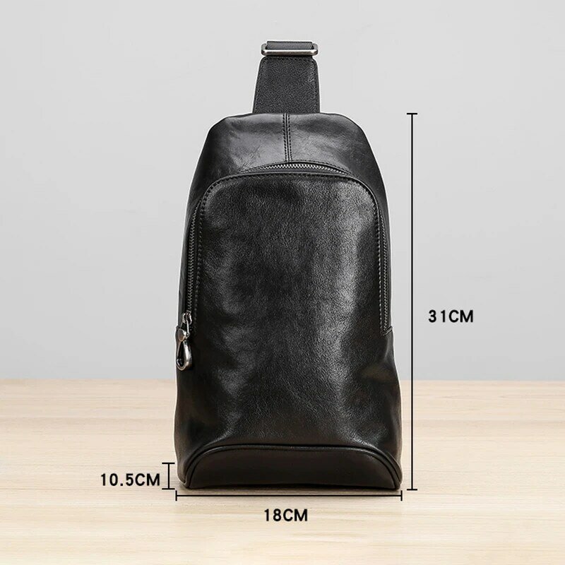 AETOO Chest bag male leather fashion vintage single shoulder bag casual movement oblique cross Baotou layer cowhide men's bag