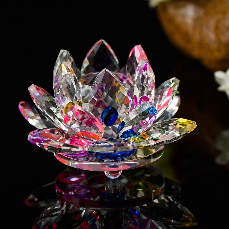 Flor de Loto de cristal de cuarzo, 40mm, artesanías, pisapapeles, Fengshui, adornos, figuritas, recuerdo para el hogar, decoración para fiesta de boda, regalos