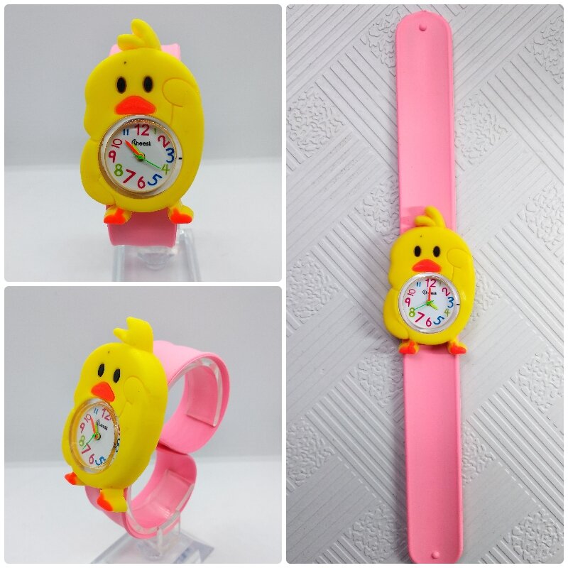 แฟชั่นนาฬิกาเด็กสัตว์เล็กไก่สีเหลืองน่ารักเด็กนาฬิกาเด็กควอตซ์กันน้ำนาฬิกาสำหรับสาวขอ...
