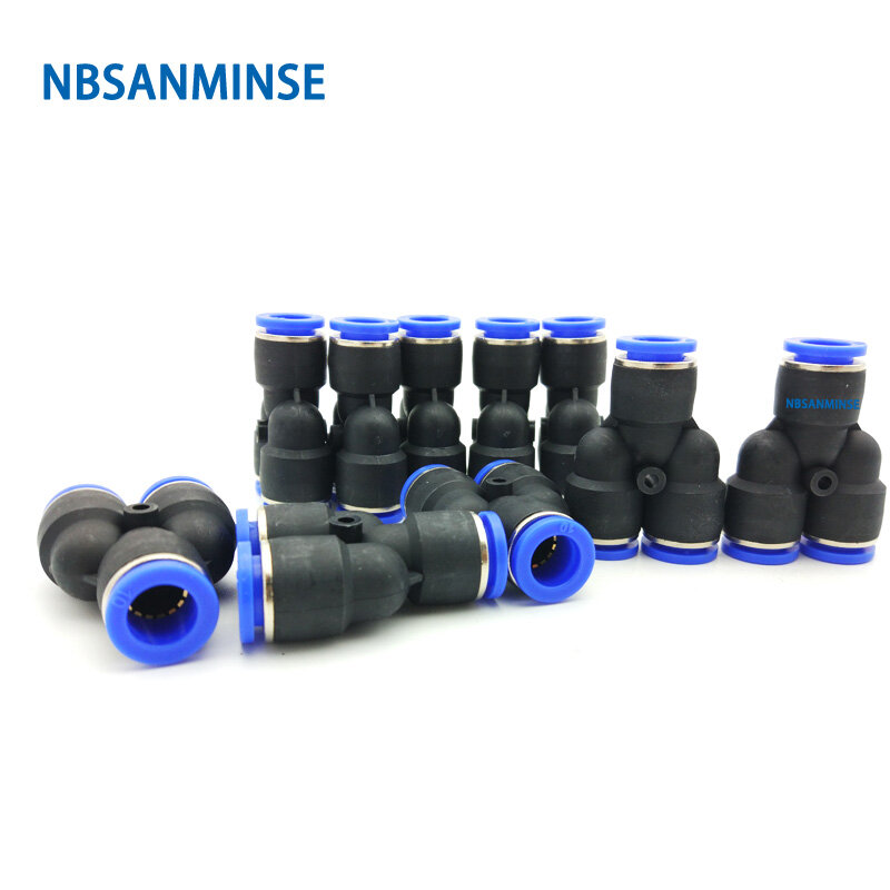 1PC PY Air Compressor Pneumatic Union Y Fitting Quick Connecting Connector PU Tube Accessories Push In Fitting Sanmin