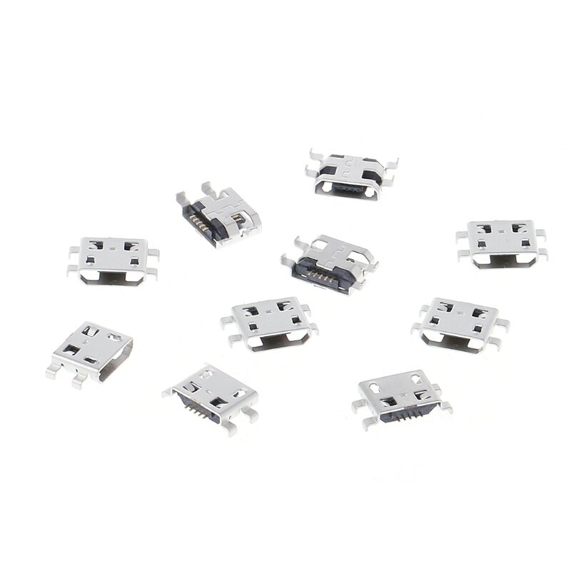 10 Pcs Type B Micro USB 5 Pin Female Charger Mount Jack Connector Port Socket