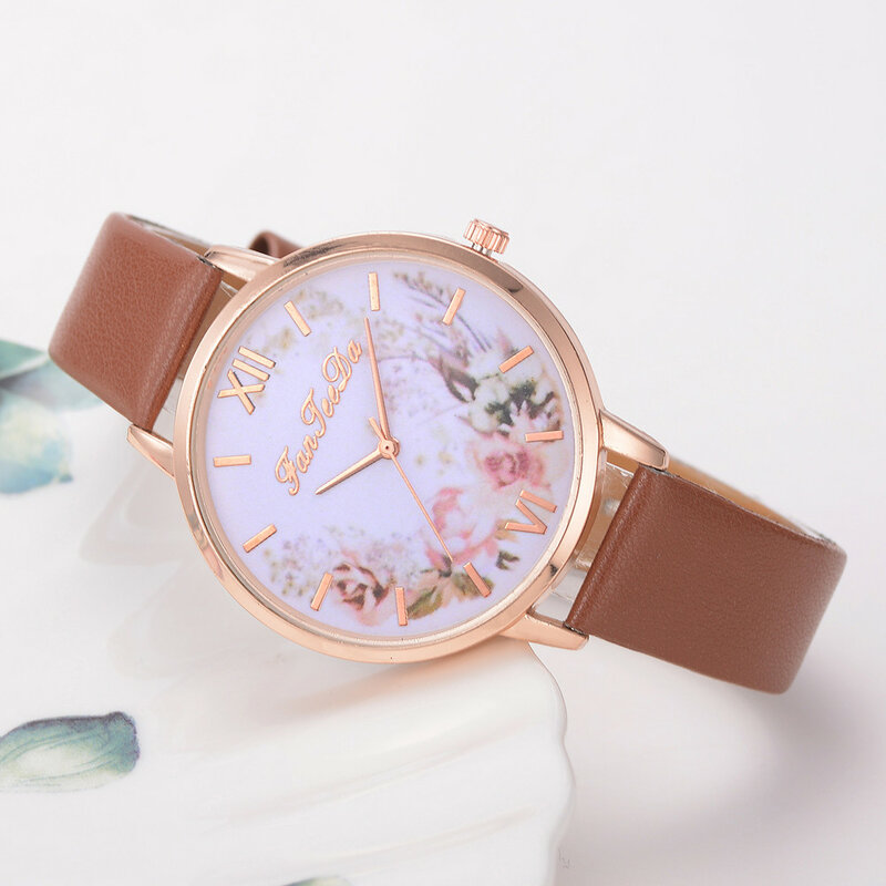 Relojes Para Mujer Hours Women Watches Leather Band Luxe Brand Times Watch Women Ladies Watch Creative Flower Bayan Kol Saati *A