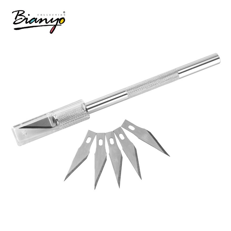 Bianyo-6 شفرات معدنية غير قابلة للانزلاق ، أدوات نحت الخشب ، نحت الفاكهة ، النحت ، سكين فائدة للقرطاسية ، لوازم الفن