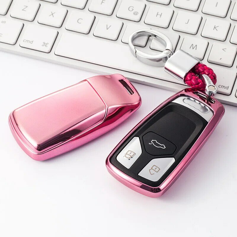 ใหม่ tpu ฝาครอบกุญแจรถ Key Case สำหรับ AUDI A4 B9 Q5 Q7 TT TTS 8 S A4L q5L 2016 2017 cKey กระเป๋าใส่พวงกุญแจ