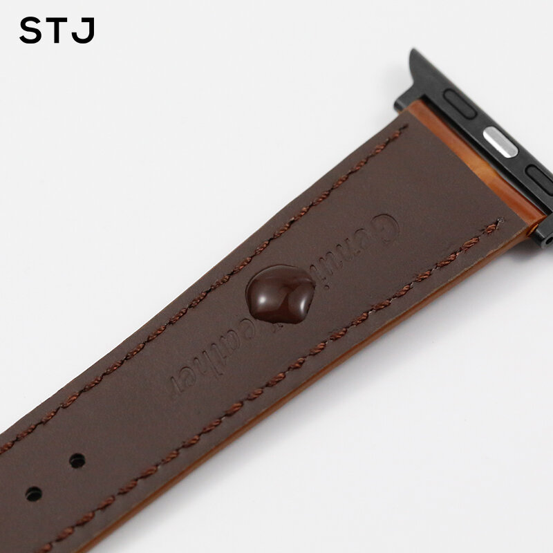 STJ-correa de piel de becerro para Apple Watch, Correa deportiva para Apple Watch Series 3/2/1, 42mm, 38mm, iWatch Series 4, 40mm, 44mm