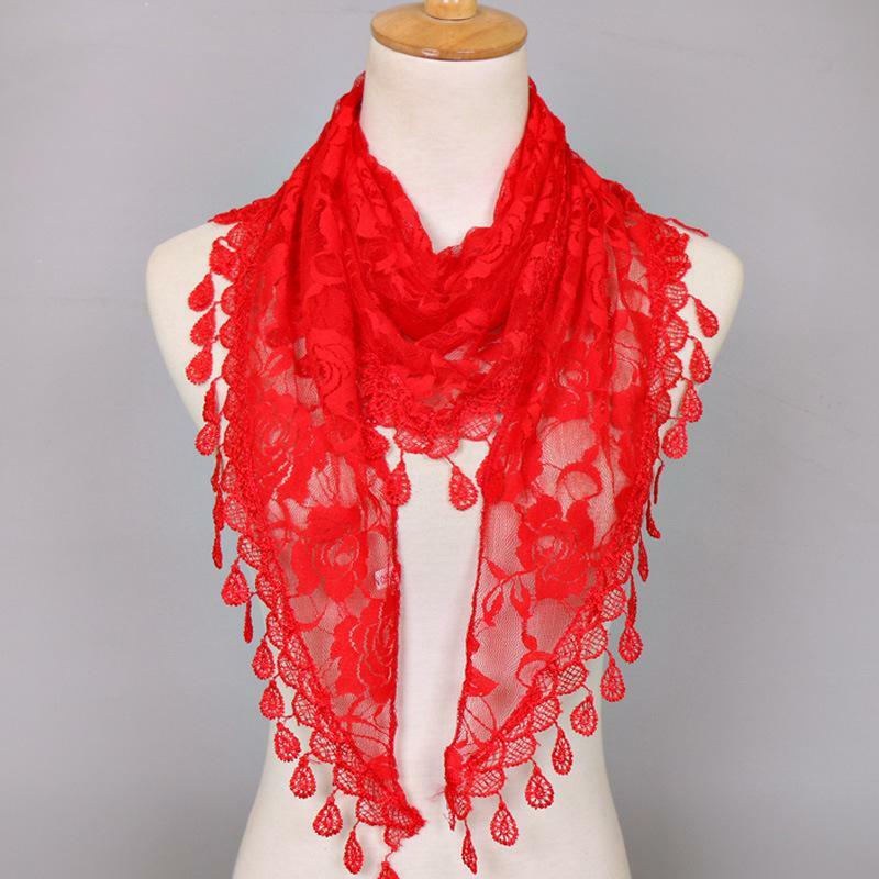 Summer ladies lace scarf flexible women's triangle bandage floral scarf shawl wedding gift scarf luxury brand design