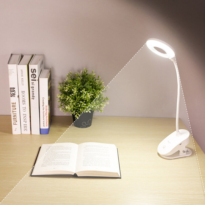 18LED Dimmable Clip-On Reading Book Light Flexible Lamp Light Bed Desk Rechargeable USB Touch Sense Night Lamp Eye Protection