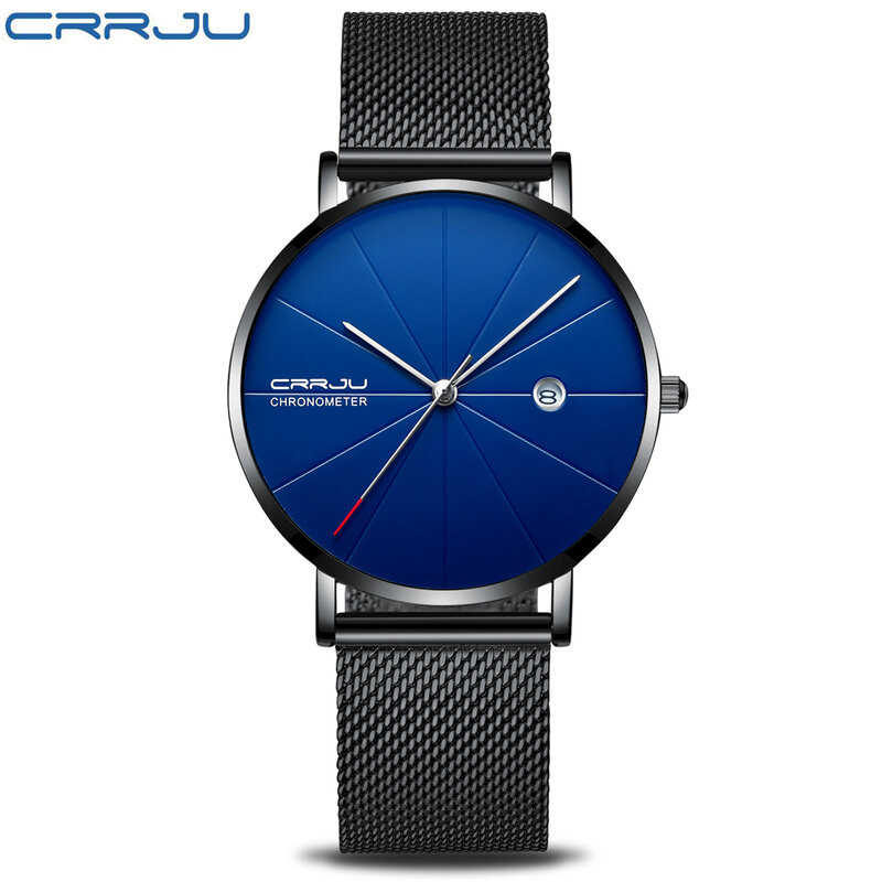 Crrju Premium Merk Heren Horloge, Klassieke Zakelijke Horloge Met Mesh Riem, mannen Mesh Horloge Met Relogio Masculino