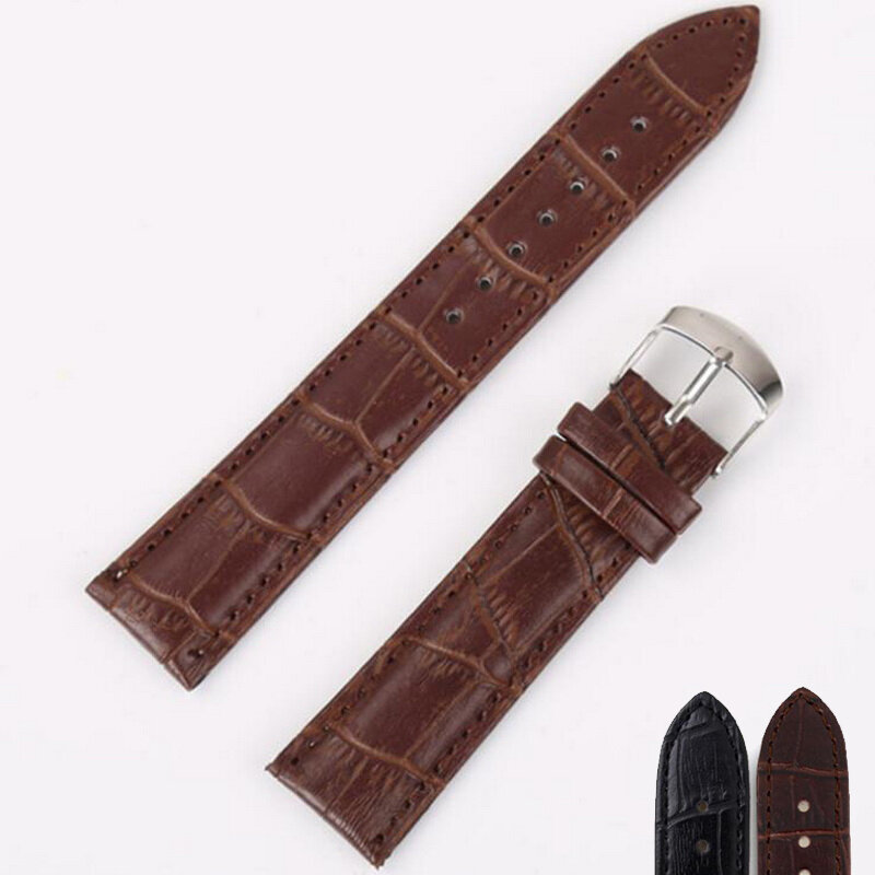 neway Durable Leather Watch Band Strap Wrist Watchband Wristwatch Black Brown for Man Woman 16mm 18mm 20mm 22mm