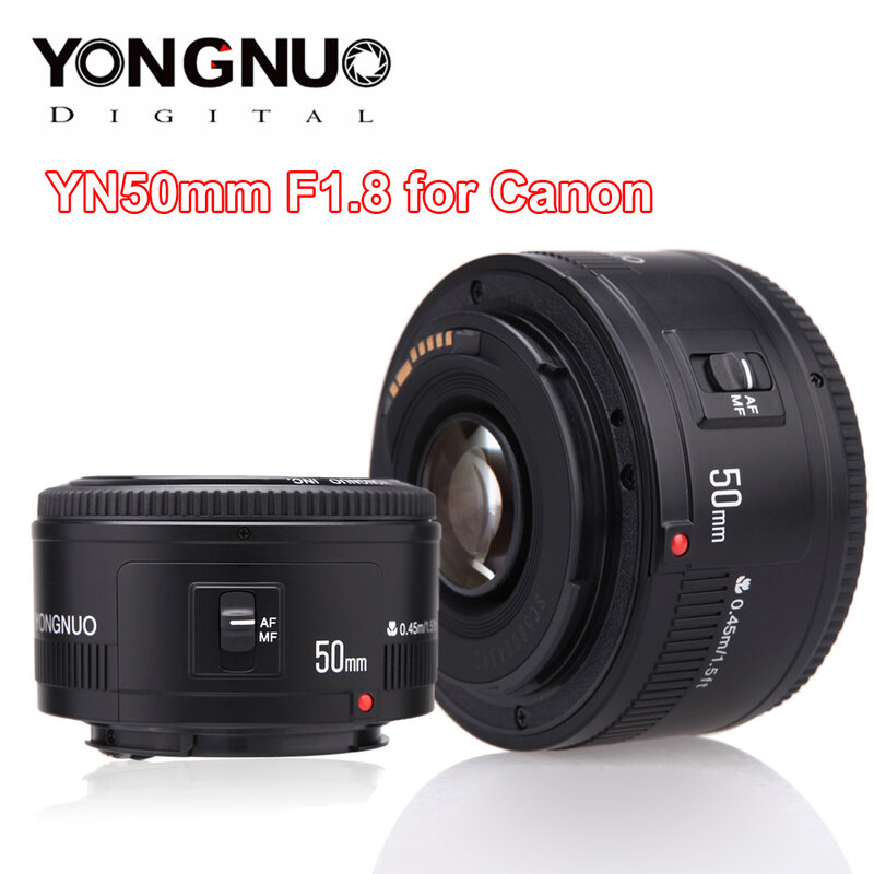YONGNUO YN50mm YN50 F1.8 Cámara lente EF 50mm MF lentes Canon Rebel T6 EOS 700D 750D 800D 5D Mark II IV 10D 1300D Yongnuo
