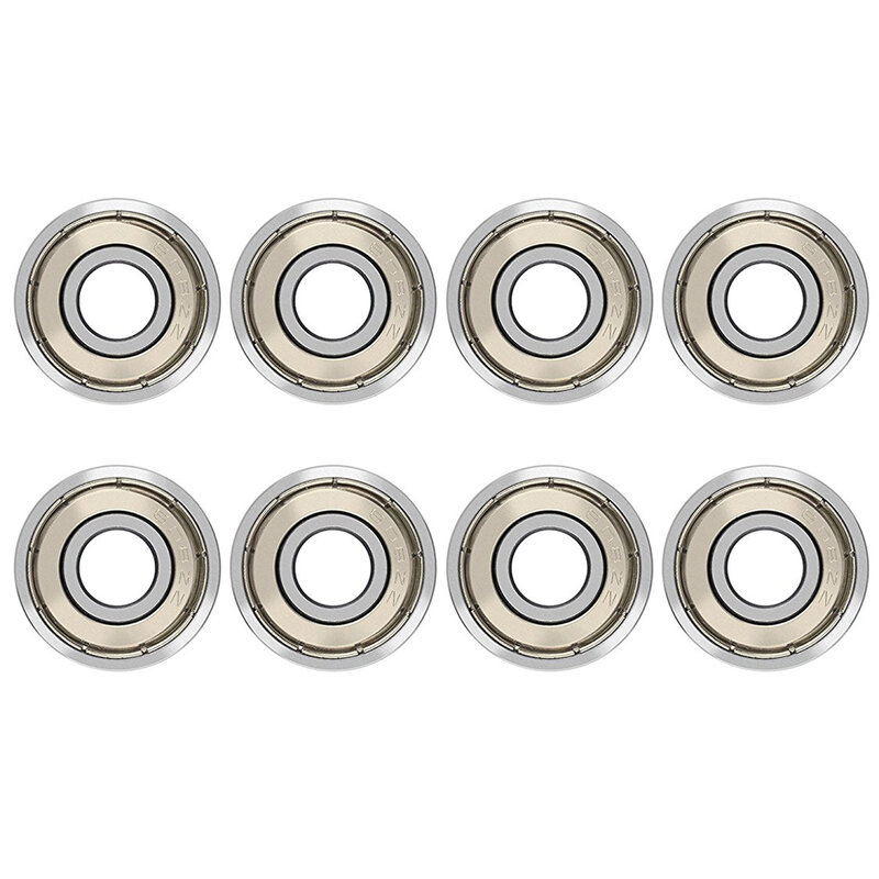 Skate Bearing 608 ZZ Wheel and Long board Skate Bearings, Double Armored, Silver, 8 Pieces