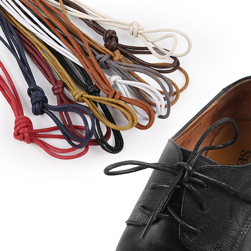 USHINE 1 para woskowane bawełniane okrągłe sznurowadła skórzane wodoodporne sznurowadła dla mężczyzn Martin buty sznurowadła sznurowadła