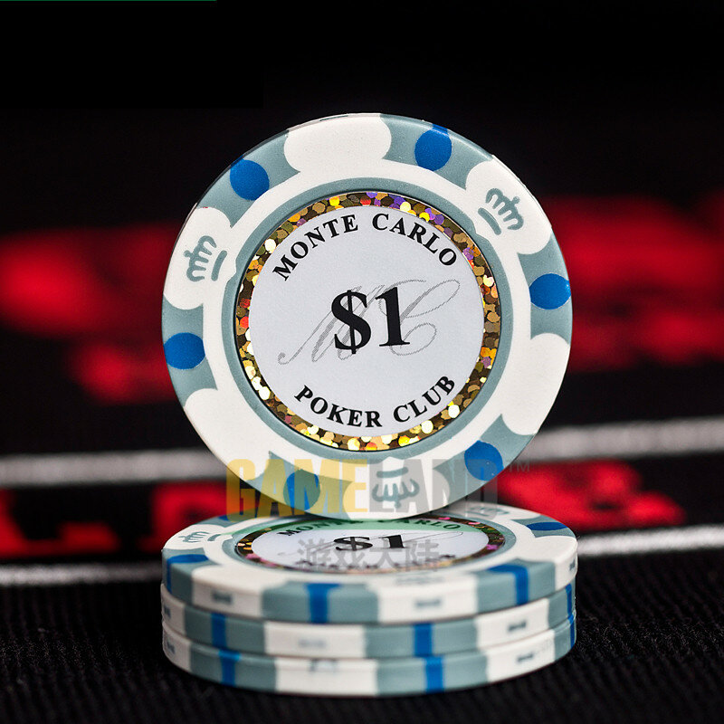 De póker de cerámica Chips 14g de arcilla Casino monedas 40mm moneda fichas de Poker de entretenimiento monedas de dólar 3 unids/pack