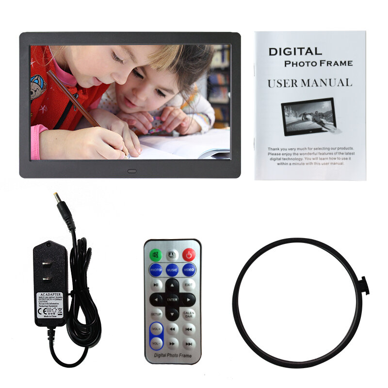 10.1 "HD cadre Photo numérique Photo lecteur multimédia MP3 MP4 réveil pour cadeau