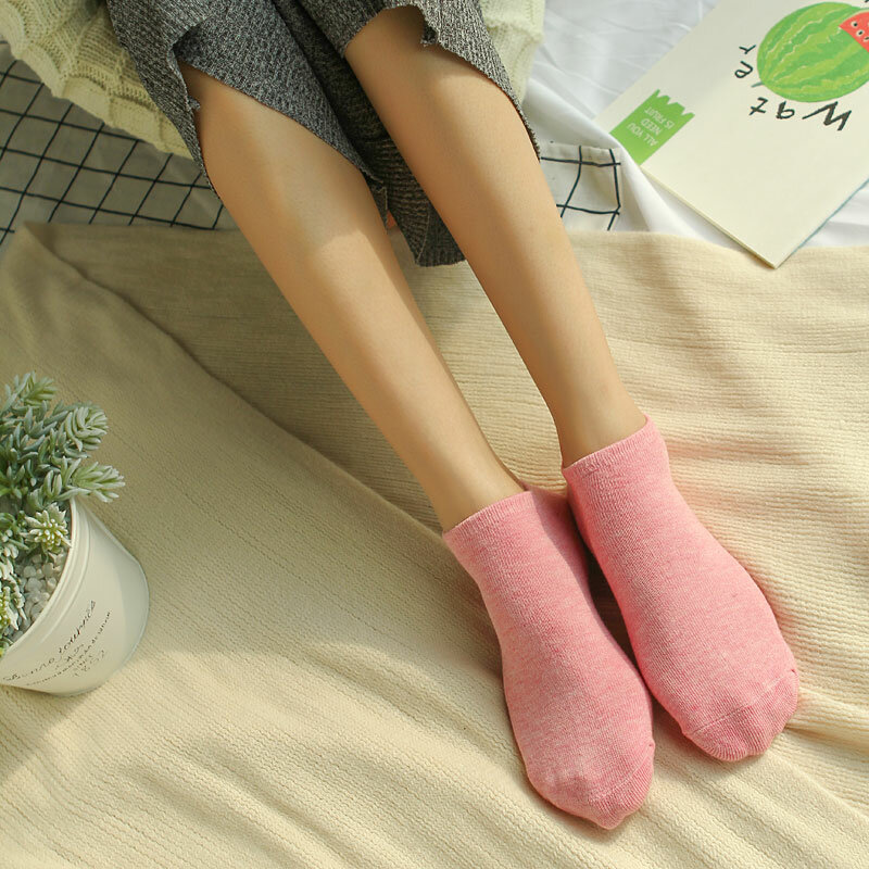Однотонные женские носки-лодочки 1 пара, весенние и летние носки в Вертикальную Полоску карамельных цветов, хлопковые носки, низкие носки