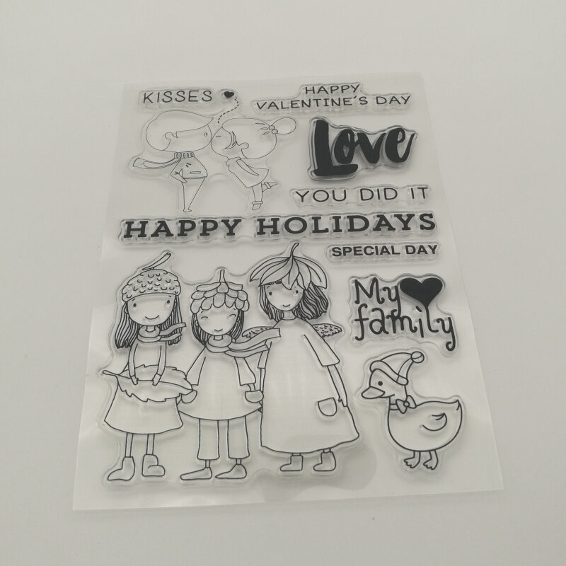 Estêncil transparente da família do amor para álbum de fotos de scrapbooking, folhas decorativas