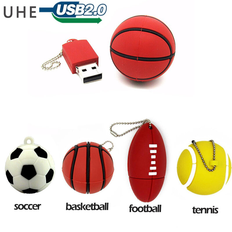 Pendrive basketball/football usb flash drive 4GB 8GB 16GB 32GB 64GB cute soccer/tennis memory stick creative gift pen drive
