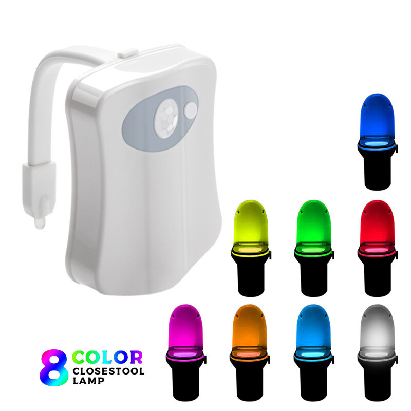 Lampe LED à 8/16 couleurs changeantes, 1/2 pièces, lumière de nuit activée/désactivée, capteur de siège, pour salle de bain, cuvette de mouvement