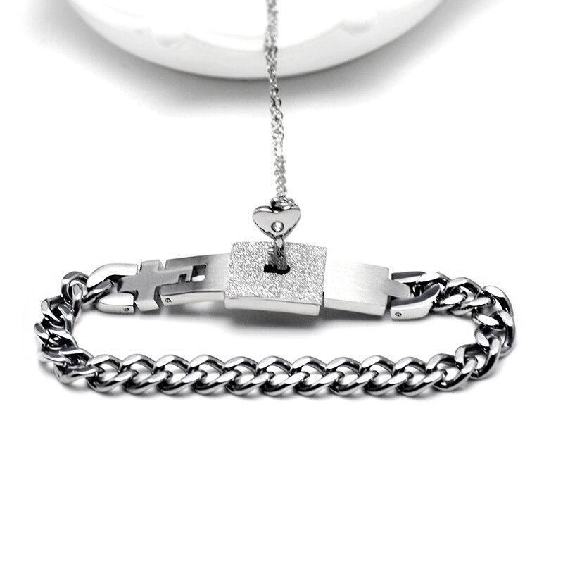 AZIZ BEKKAOUI moda nazwa klucz biżuteria blokada i klucz kochanka biżuteria szeroki mężczyźni bransoletka łańcuch Figaro bransoletki Drop Shipping