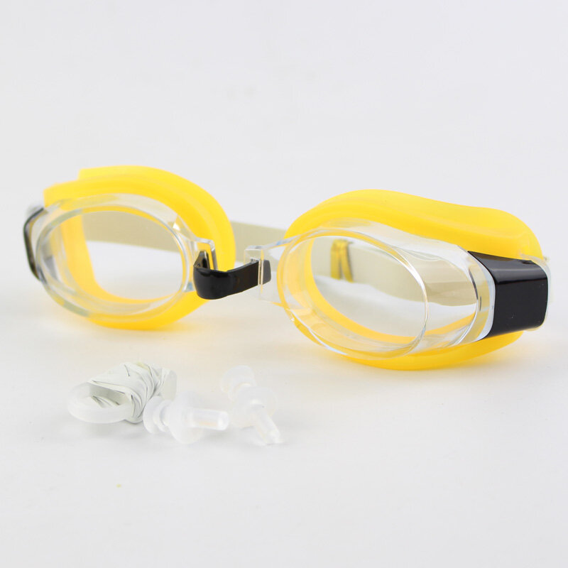 เด็กเด็กวัยรุ่นปรับแว่นตาว่ายน้ำแว่นตาแว่นตาแว่นตากีฬาชุดว่ายน้ำ W/ปลั๊กอุดหูและจมูก