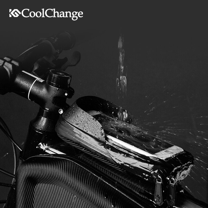 Waterproof Bike Bag Frame Front Head Top Tube Cycling Bag Double Pouch 6.2 Inch Touch Screen Bicycle Phone Bag Bike Accessories