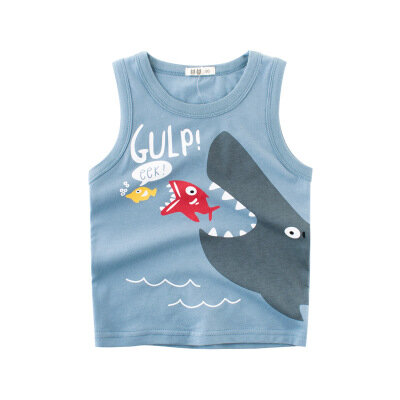 2-8 Y Child Summer T Shirt Toddler Kids Funny Cartoon Sleeveless T-Shirts For Boys Girls Tops Kids T shirt Vest