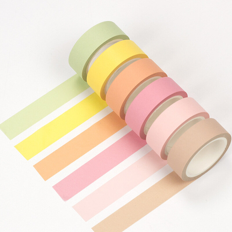 12 kolor miękka kolorowa papierowa taśma Washi 15mm * 8m czysta taśmy maskujące dekoracyjne naklejki do dziennika DIY papiernicze artykuły szkolne 6583