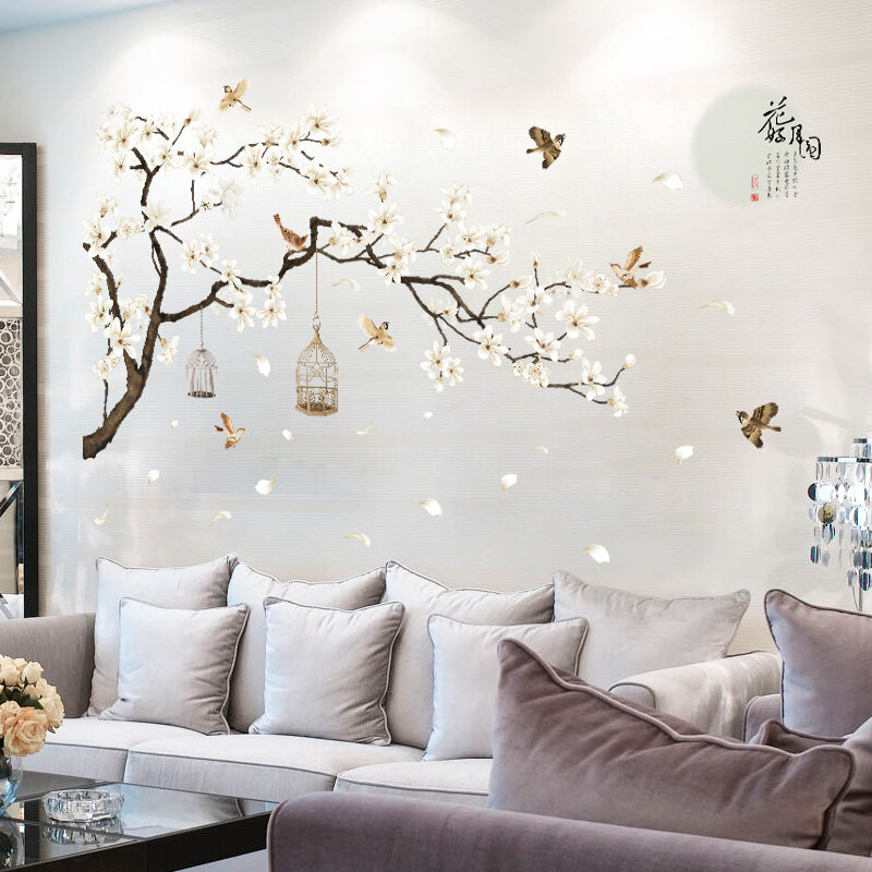 Большие белые наклейки на стену с изображением семейного дерева для гостиной, наклейки на стену для гостиной