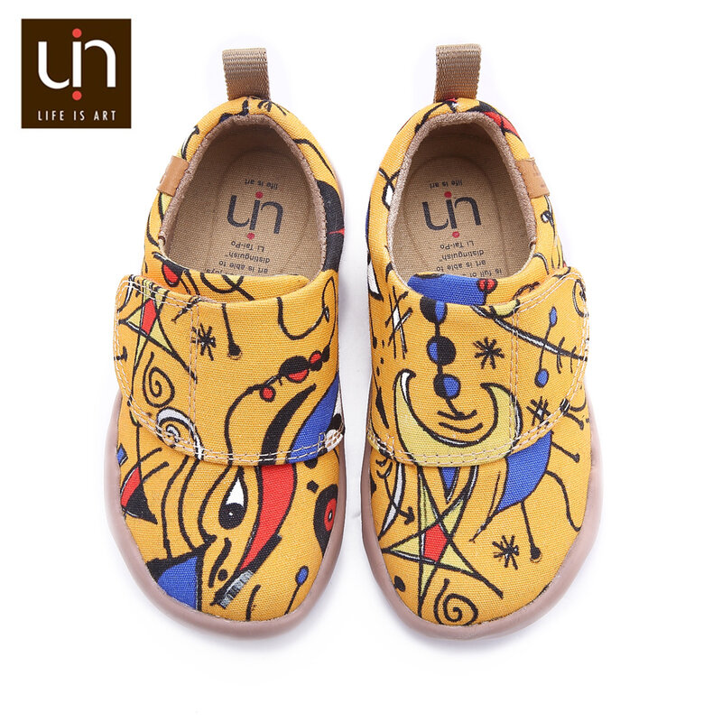UIN Sunset pájaro diseño pintado poco zapatos de lona de los niños fácil gancho y bucle zapatillas de deporte para niños/niñas pisos de moda
